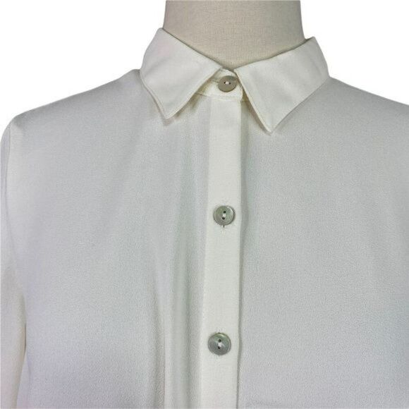 J. Jill Solid White Blouse Button Up Small Petite - Picture 5 of 8